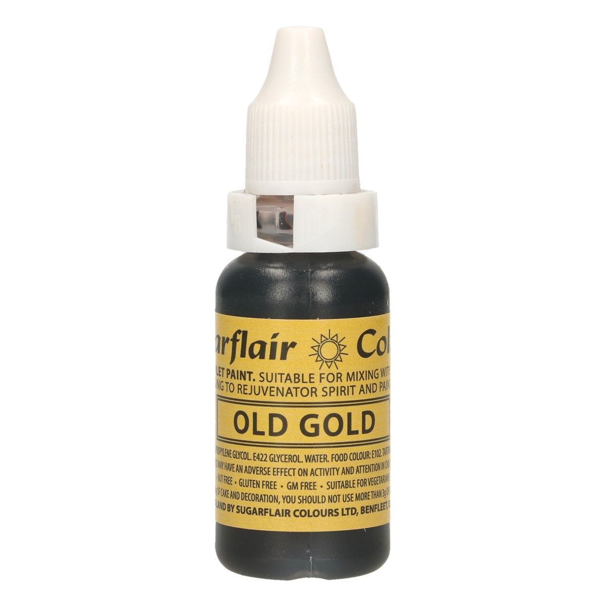 Sugarflair Colours Tekutá barva Old Gold zlatá 14 ml