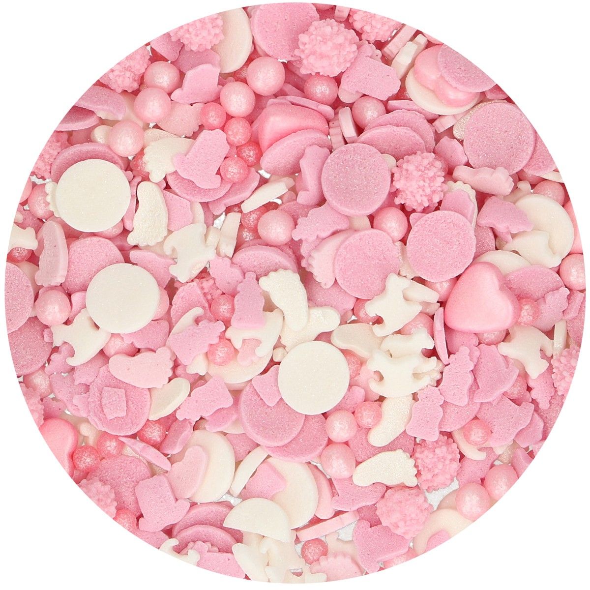 Levně Funcakes Růžové a bílé cukrové zdobení Baby Girl 50 g