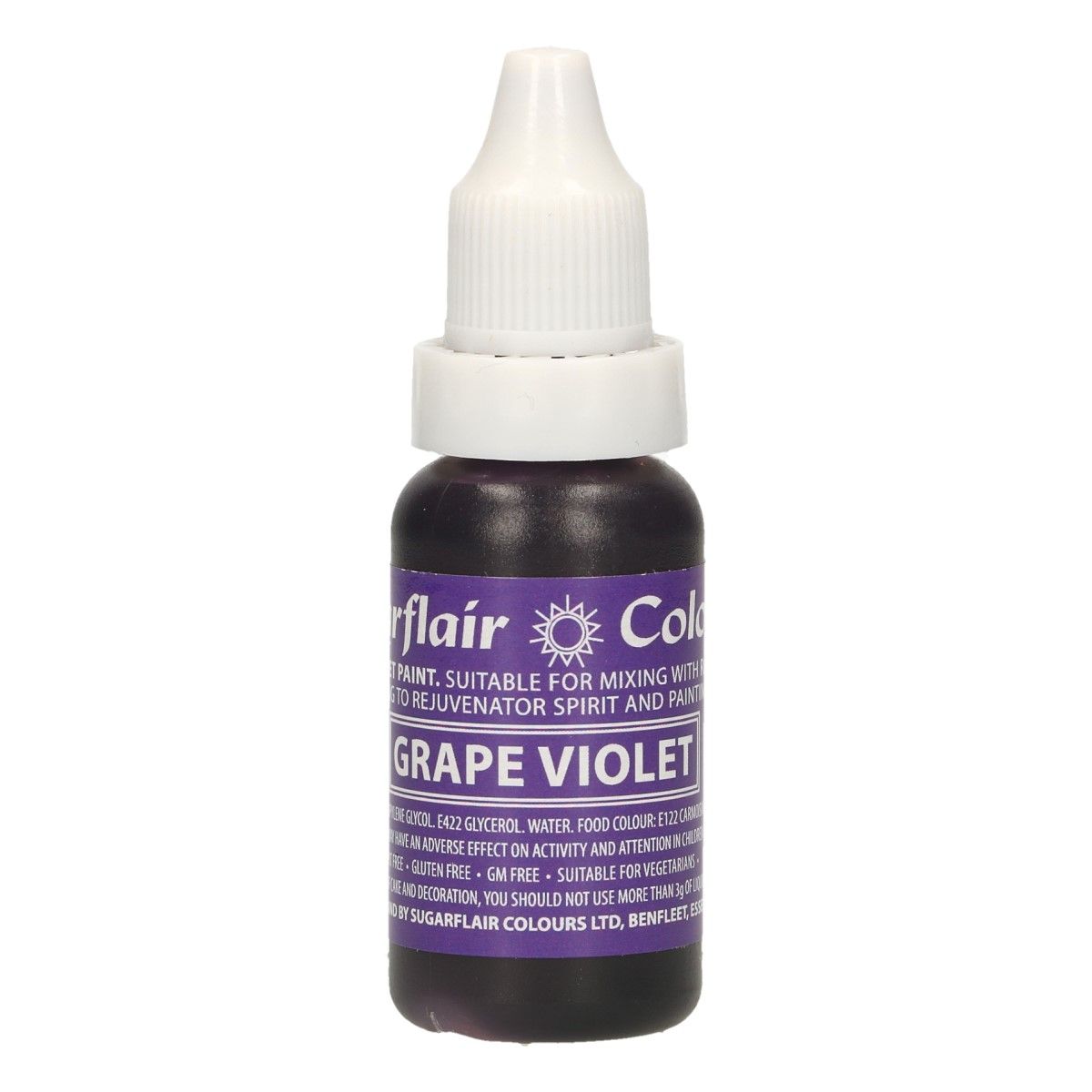 Levně Sugarflair Colours Tekutá barva Grape Violet - Hroznová Fialová 14 ml