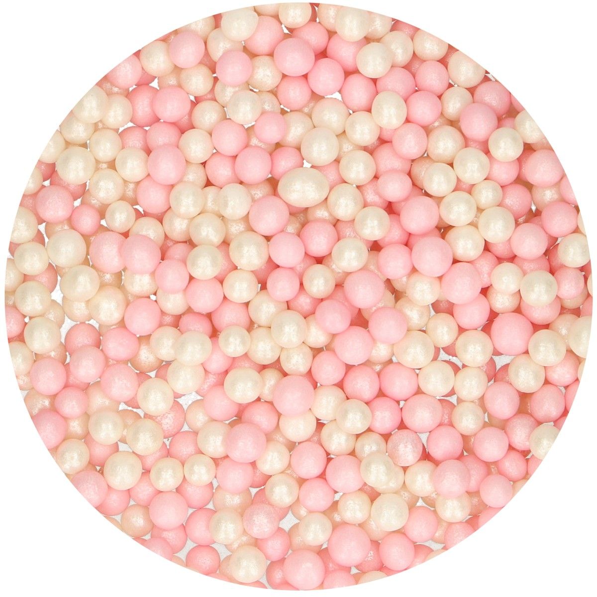Levně Funcakes Cukrové kuličky Soft Pearls - Bílé / Růžové 60 g
