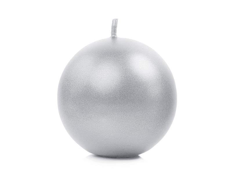Levně PartyDeco Svíčka - koule stříbrná 6 cm