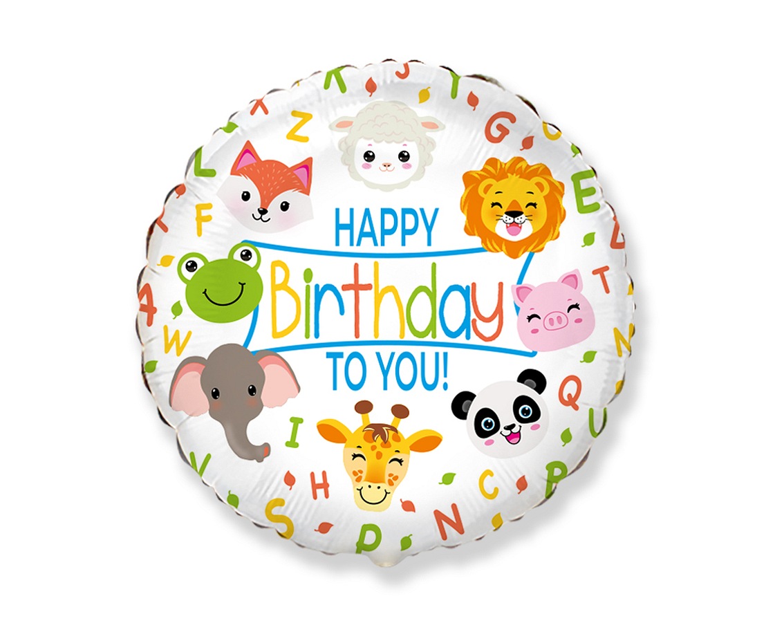 Levně Godan Fóliový balón Happy Birthday To You - zvířátka 45 cm