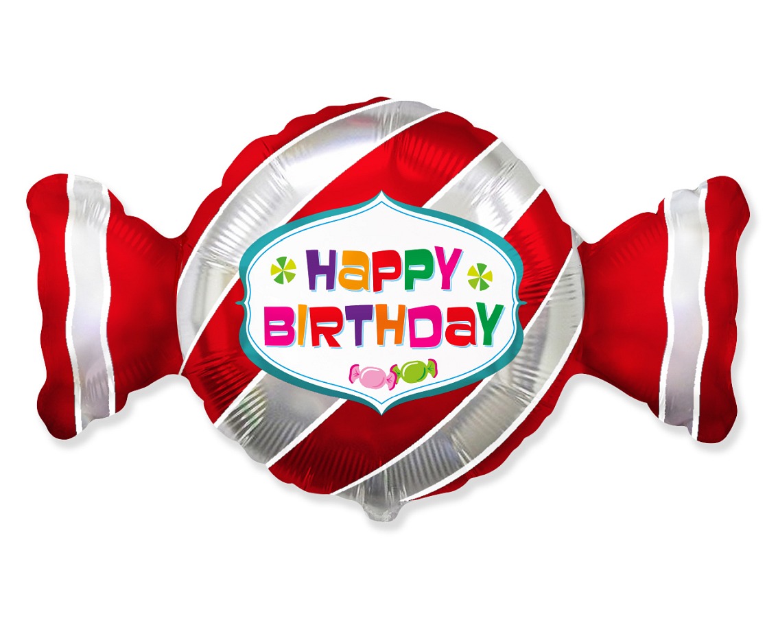 Levně Godan Fóliový balón - Happy Birthday červený bonbón 60 cm