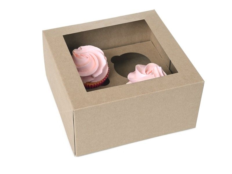 Dekorační krabice na muffiny a koláčky - kraft 2 ks