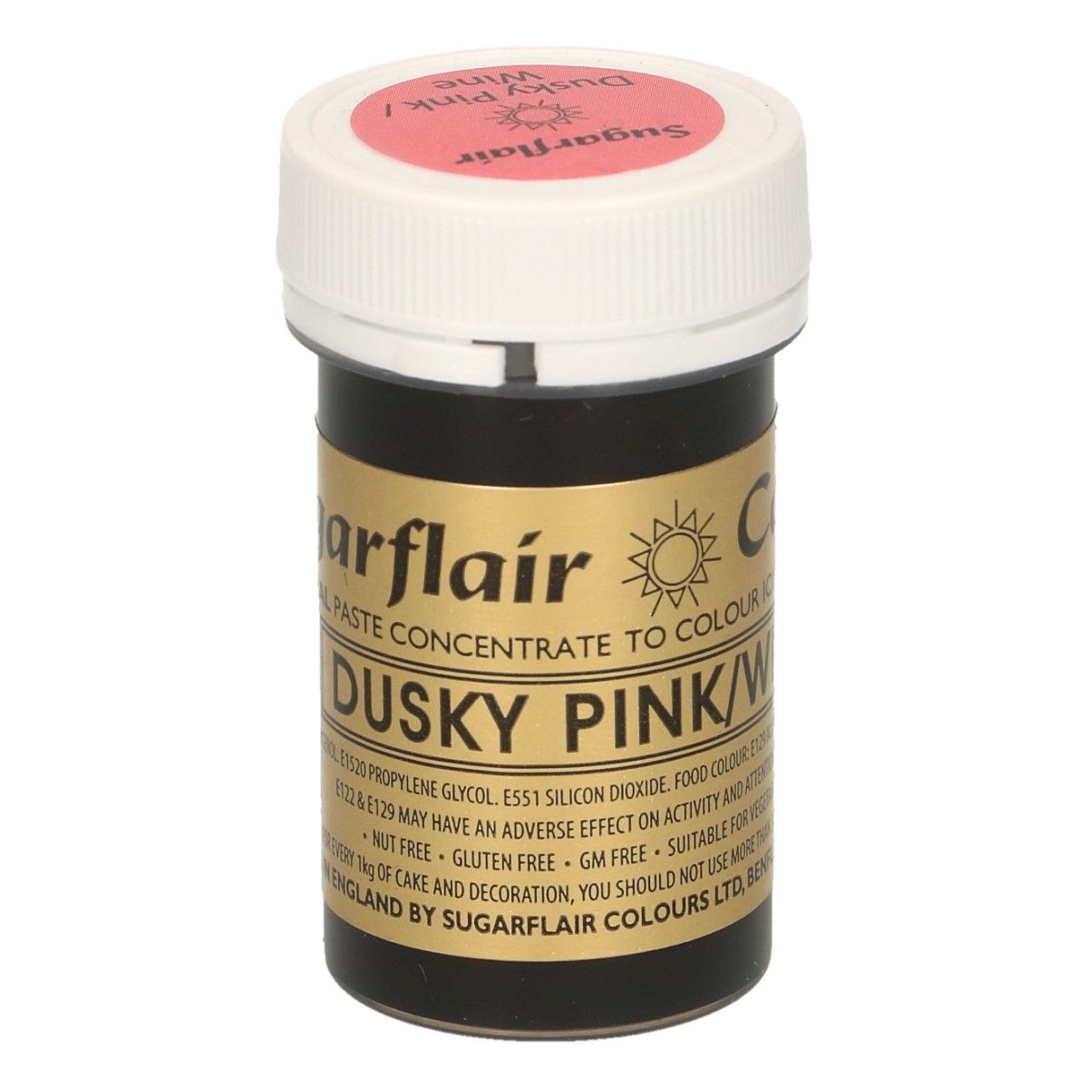 Levně Sugarflair Colours Potravinářská gelová barva starorůžová - Dusky Pink / Wine 25 g