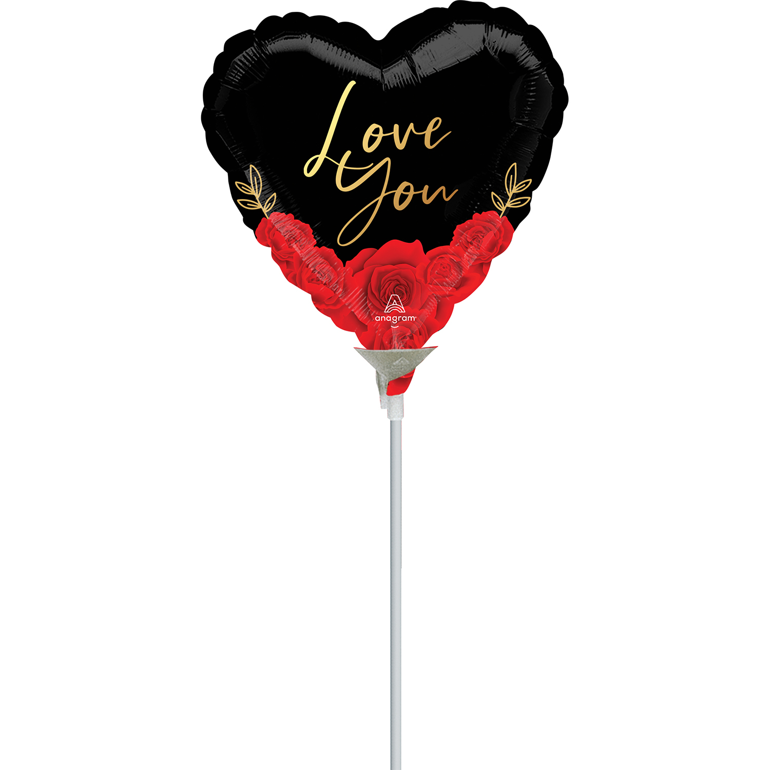 Levně Amscan Mini fóliový balónek - Srdíčko s růžemi Love you