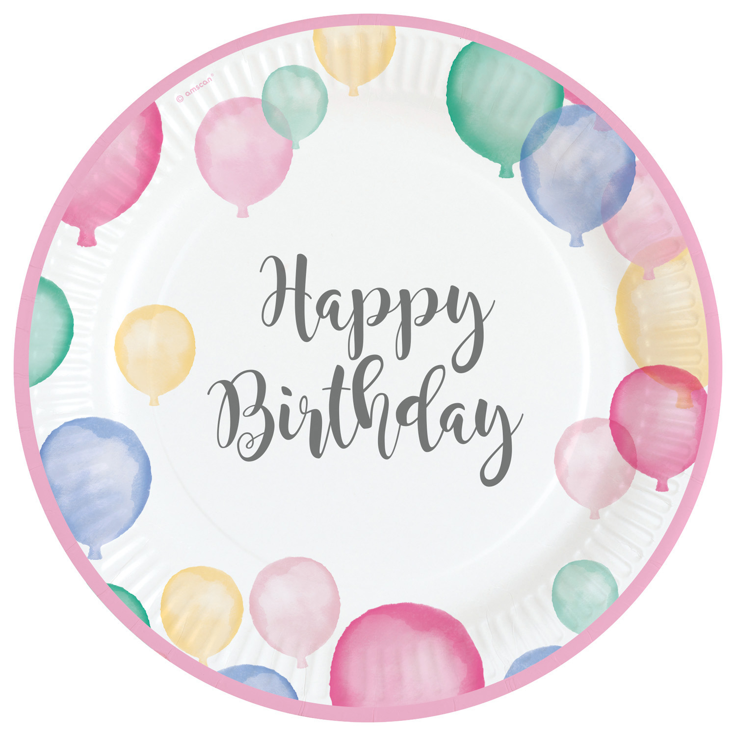 Amscan Talíře Happy Birthday - Pastelové balóny 8 ks