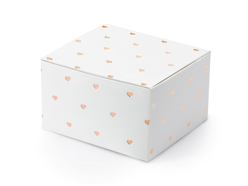 Levně PartyDeco Krabičky na dárky – růžovo-zlatá srdíčka 10 ks