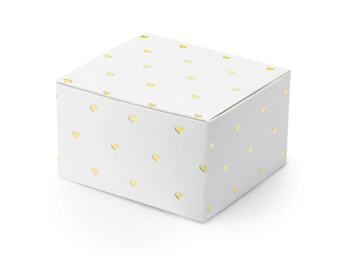 PartyDeco Krabičky na dárky- zlaté srdíčka 10 ks