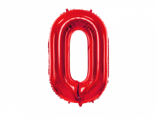 Levně PartyDeco Balónek fóliový narozeninové číslo 0 - červený 86cm