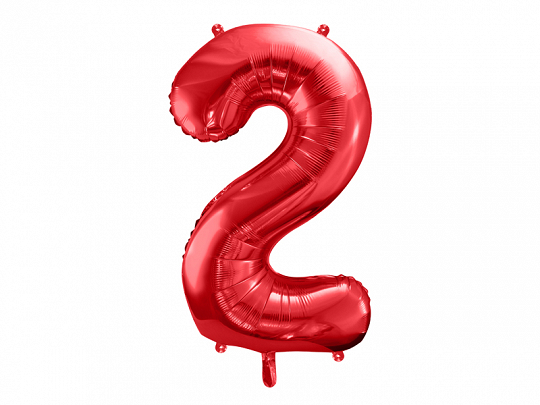 PartyDeco Balónek fóliový narozeninové číslo 2 - červený 86 cm
