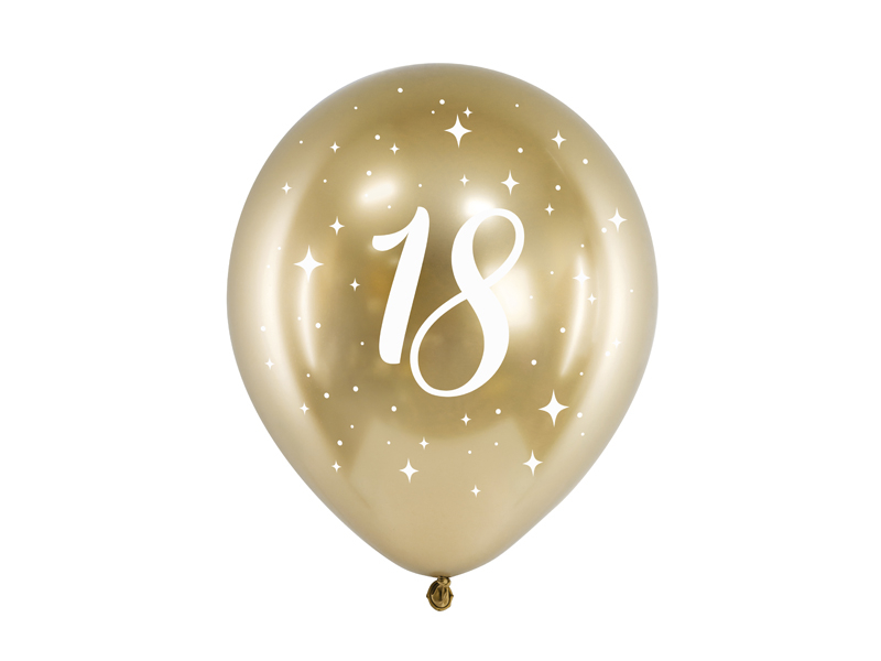 Levně PartyDeco Latexové balónky - zlaté číslo 18 6ks