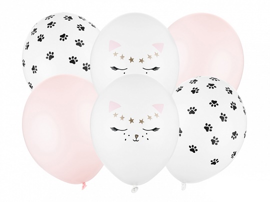 Levně PartyDeco Latexové balóny - kočka a tlapky 6 ks