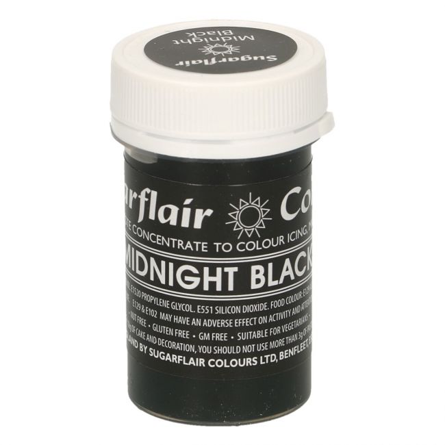 Levně Sugarflair Colours Gelová barva Midnight Black - černá 25 g