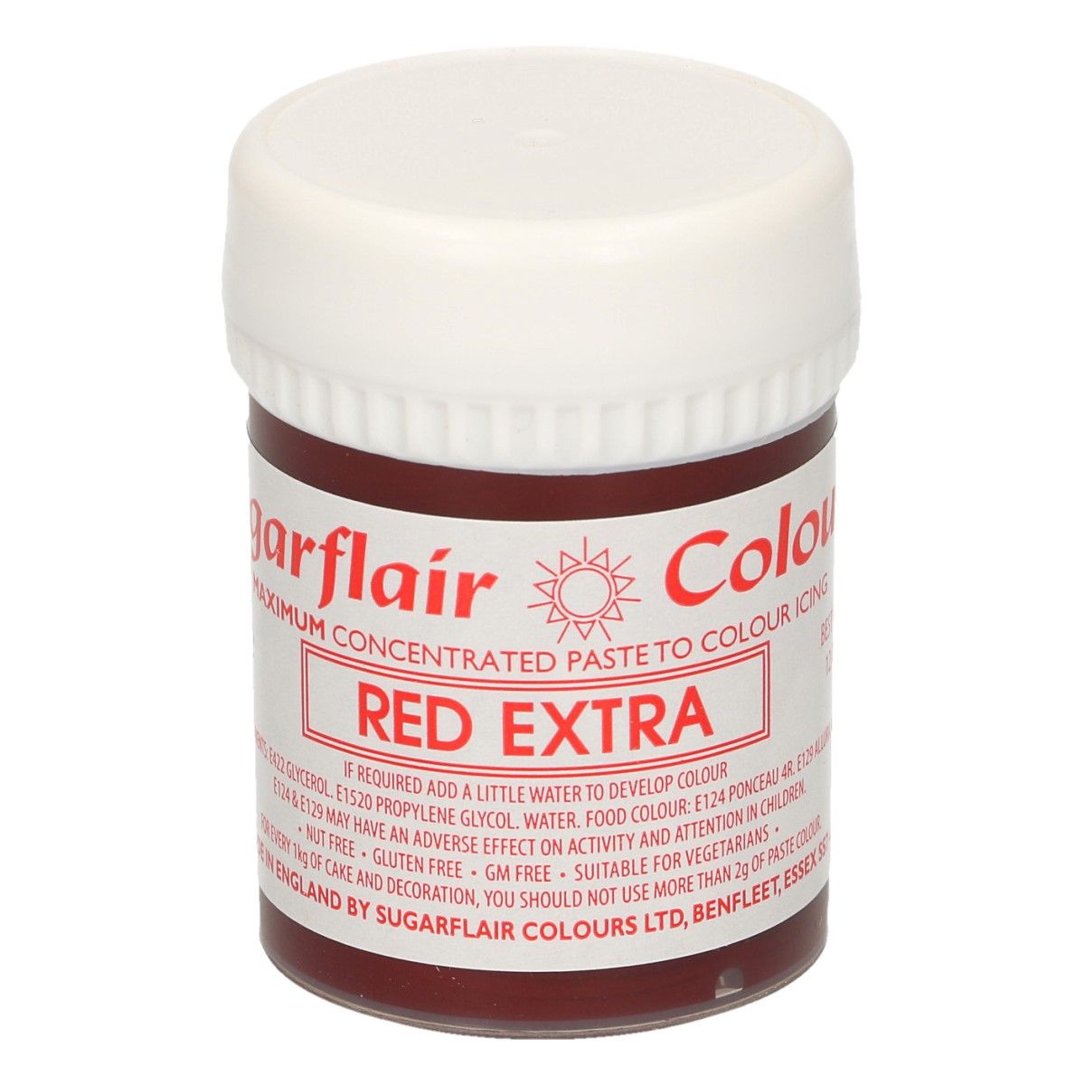 Levně Sugarflair Colours Gelová koncentrovaná barva Red Extra - Červená 42 g