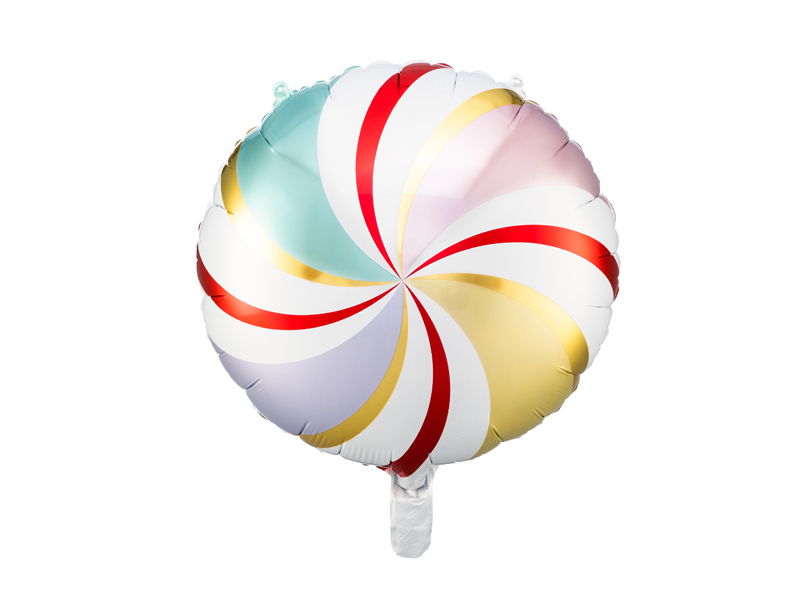 Levně PartyDeco Vánoční fóliový balón - bonbon pastelový 35 cm