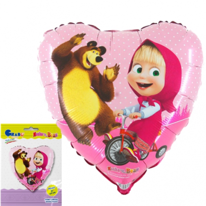 Levně BP Fóliový balón - Máša a Medvěd na kole srdce