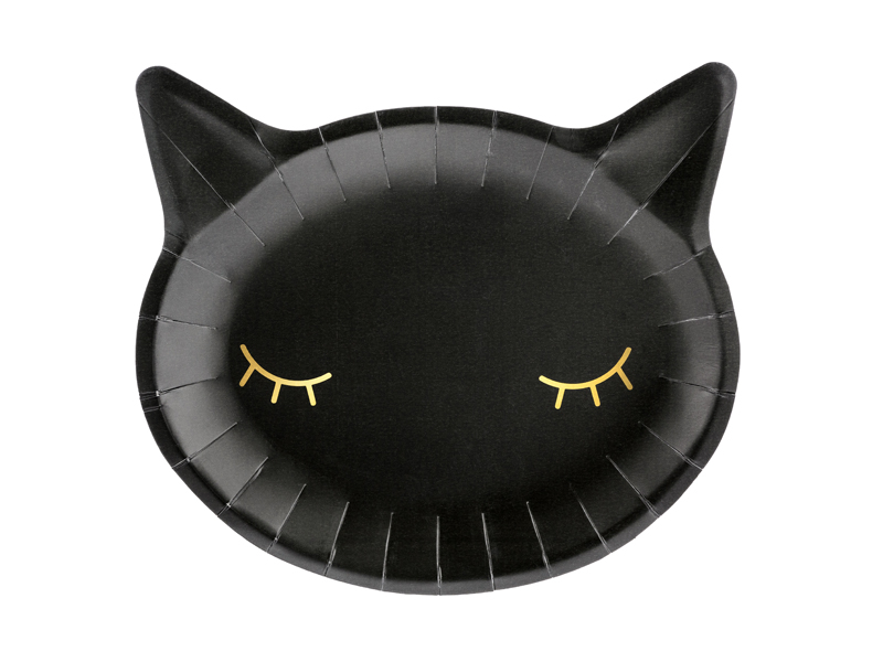 Levně PartyDeco Talíře černé - Kočička 22x20cm 6 ks
