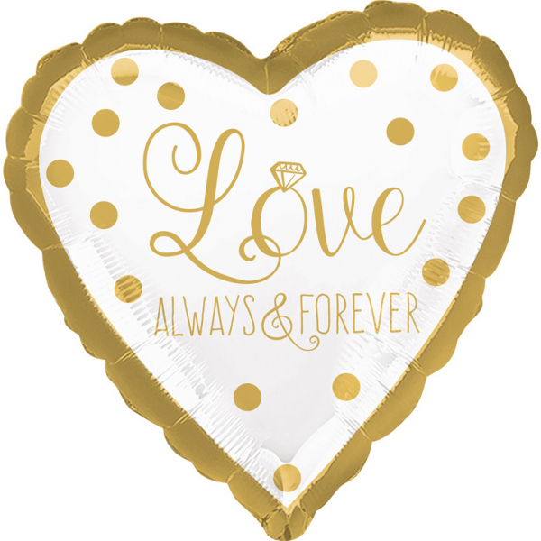 Levně Amscan Fóliový balón srdce zlaté - Love Always and Forever