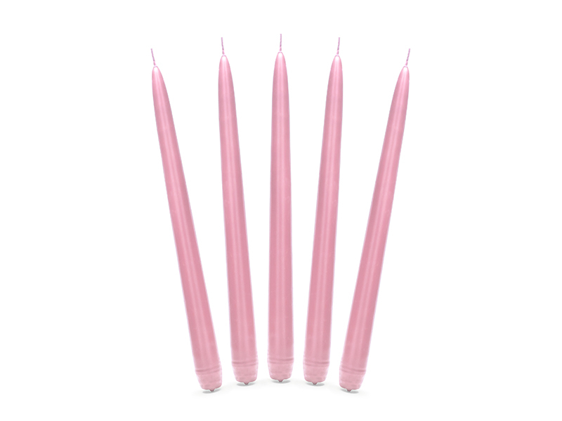 Levně PartyDeco Kónická svíčka růžová - matná 24 cm