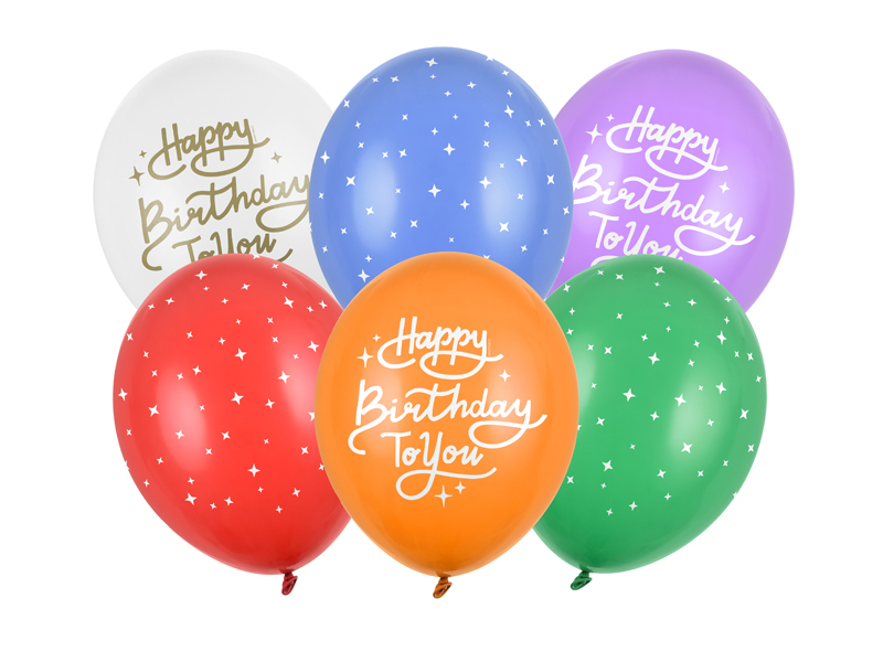 Levně PartyDeco Latexové balónky - Happy Birthday To You Mix 6 ks