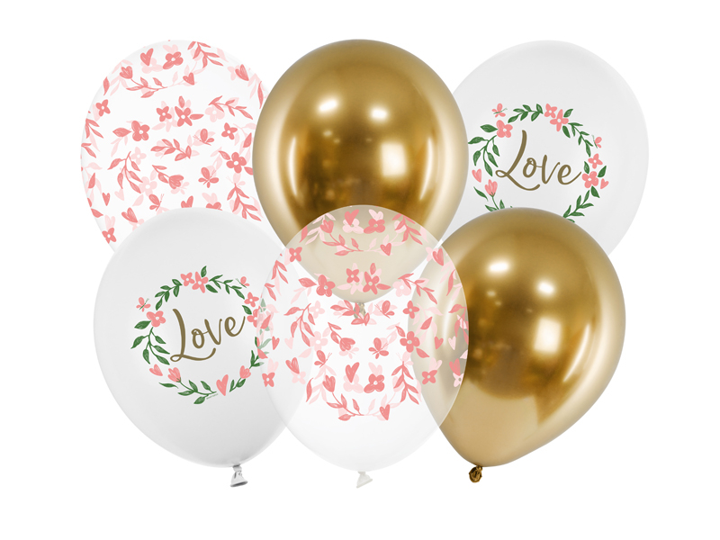 Levně PartyDeco Latexové balónky - Love Mix 6 ks