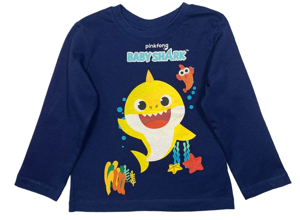 EPlus Chlapecké tričko s dlouhým rukávem - Baby Shark modré Velikost - děti: 110