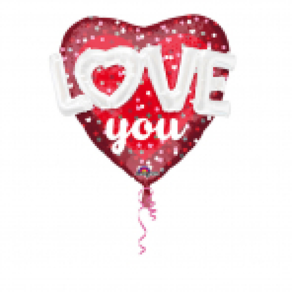 Levně Amscan Fóliový balón červené srdce s tečkami - Love you