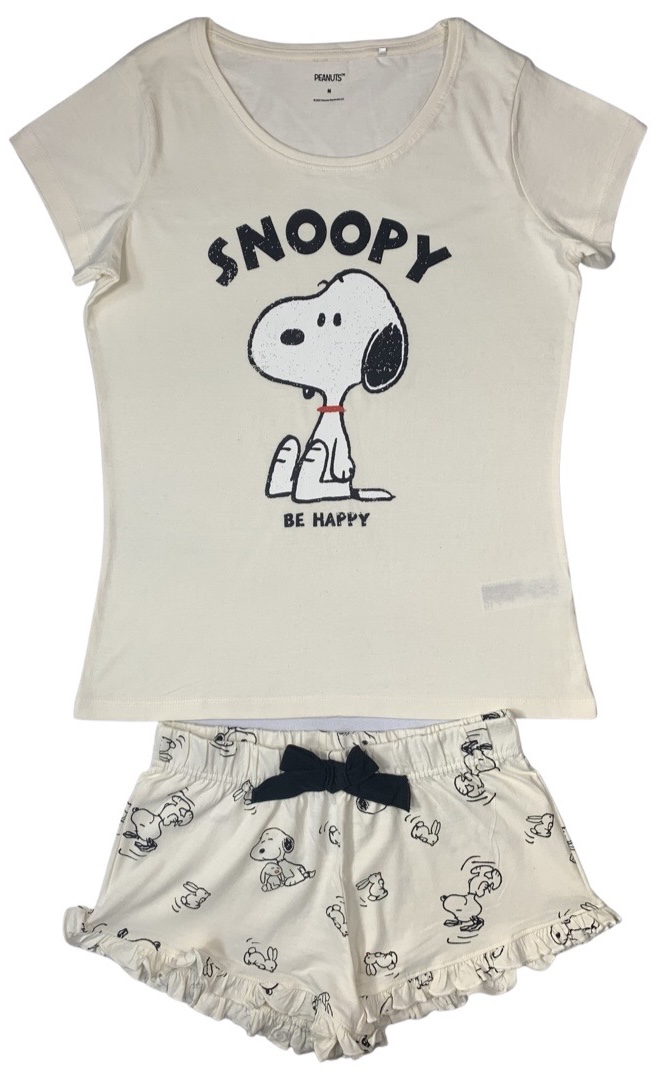 Levně EPlus Dámské pyžamo - Snoopy krémové