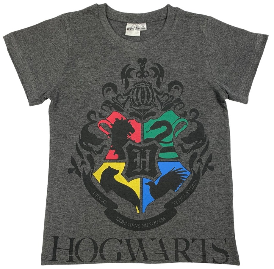 Levně Setino Dětské tričko - Harry Potter Hogwarts tmavě šedé