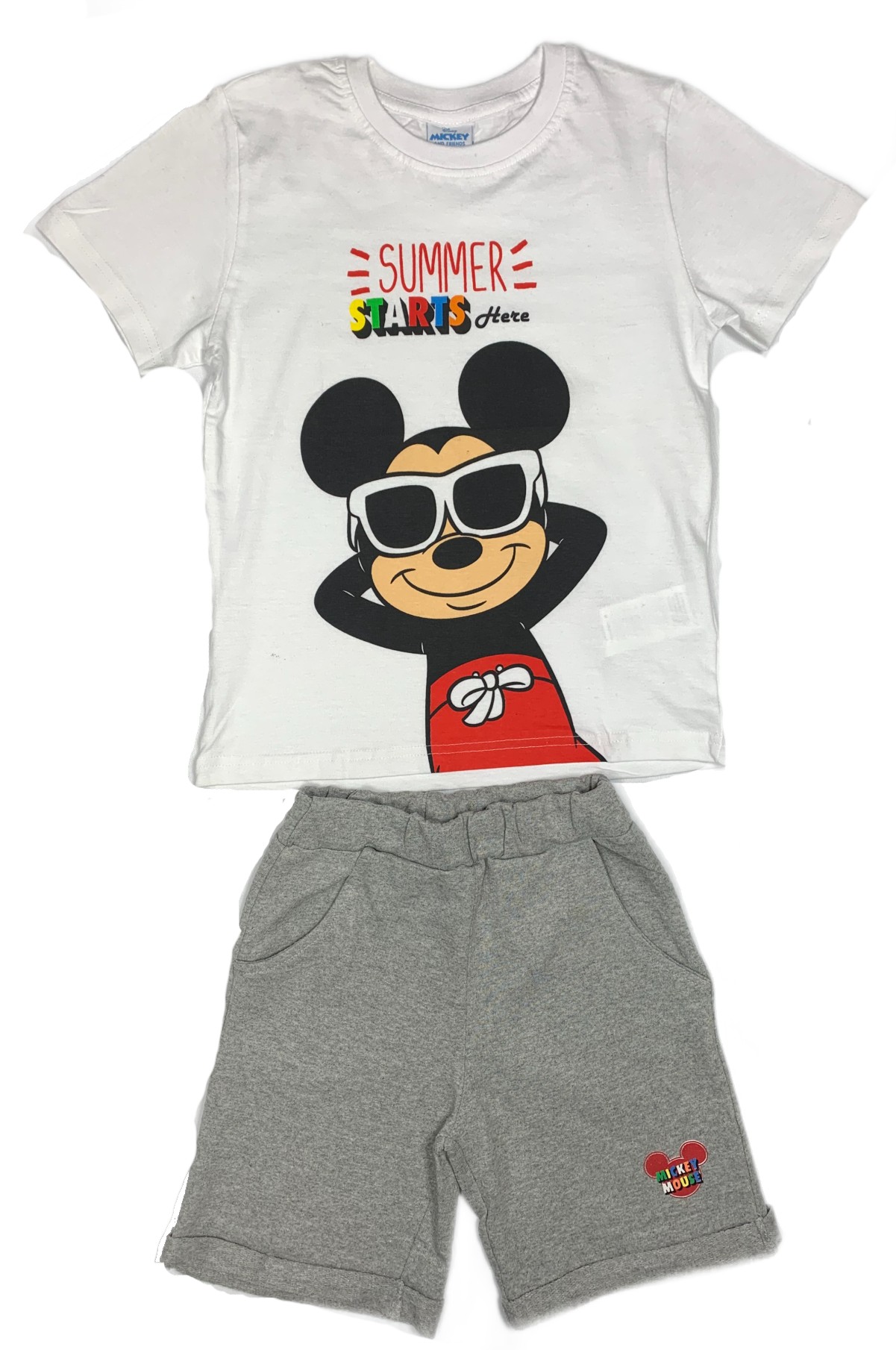 EPlus Chlapecký letní set tričko a kalhoty - Mickey Mouse šedý Velikost - děti: 128