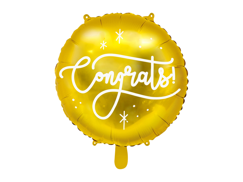 Levně PartyDeco Fóliový balón Gratuluji/Congrats - zlatý