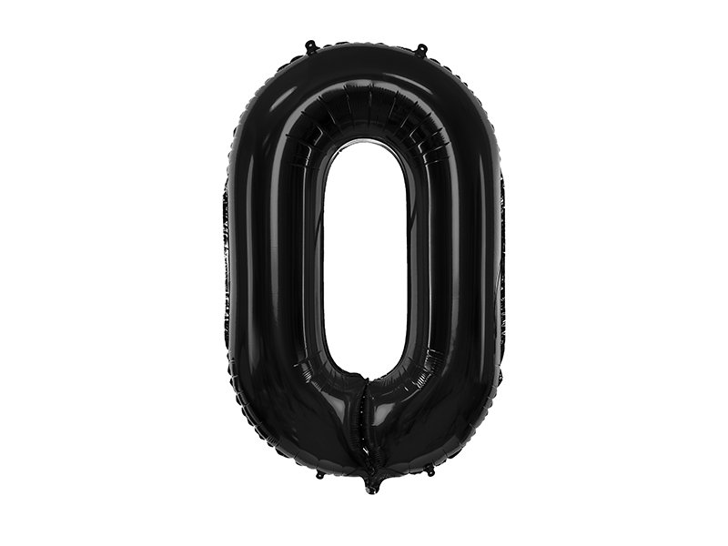 Levně PartyDeco Fóliový balón narozeninové číslo 0 černý 86 cm