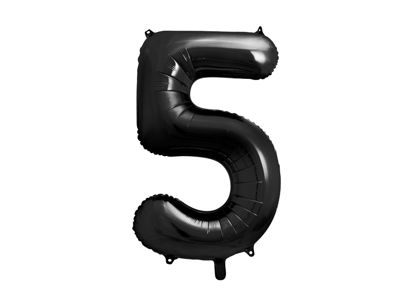Levně PartyDeco Fóliový balón narozeninové číslo 5 černý 86 cm