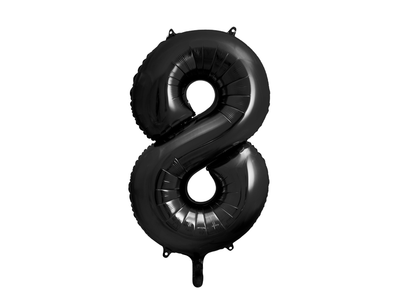 PartyDeco Fóliový balón narozeninové číslo 8 černý 86 cm