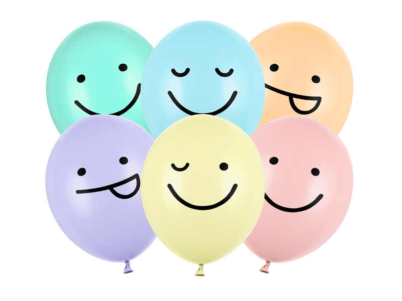 Levně PartyDeco Latexové balóny - Pastelové smajlíky 6 ks