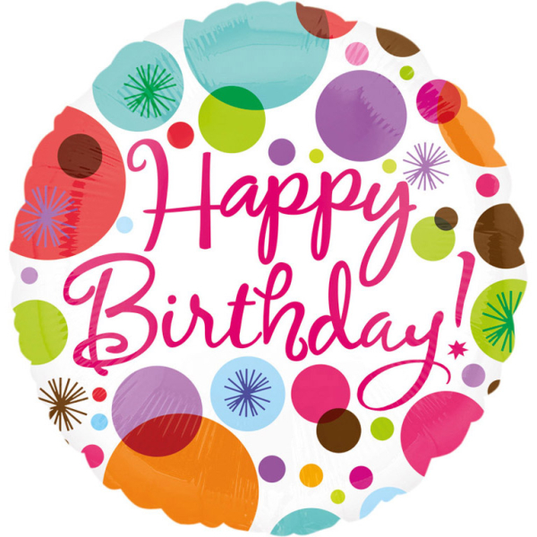 Levně Amscan Fóliový balón Happy Birthday - tečkovaný