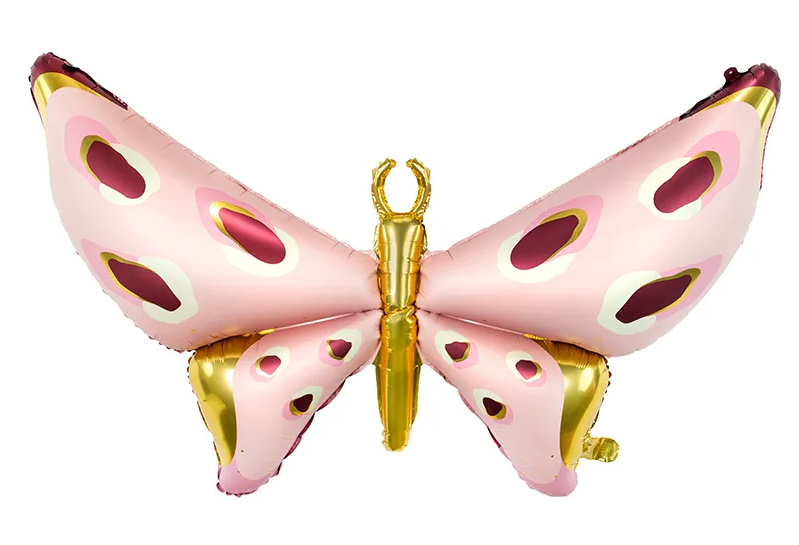 Levně PartyDeco Fóliový balón - Motýl růžovo-zlatý 120 x 87 cm