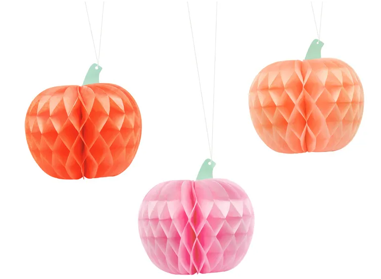 Levně PartyDeco Papírové Honeycomb - Dýně mix 3 ks