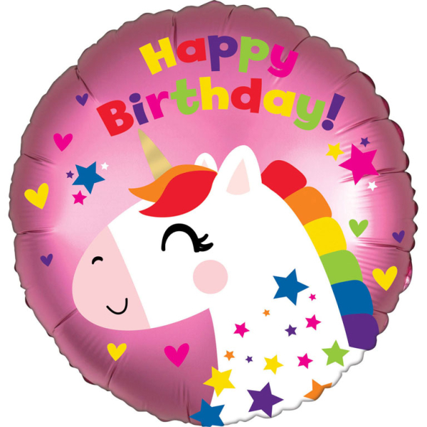 Levně Amscan Fóliový balón - Happy Birthday Unicorn kruh