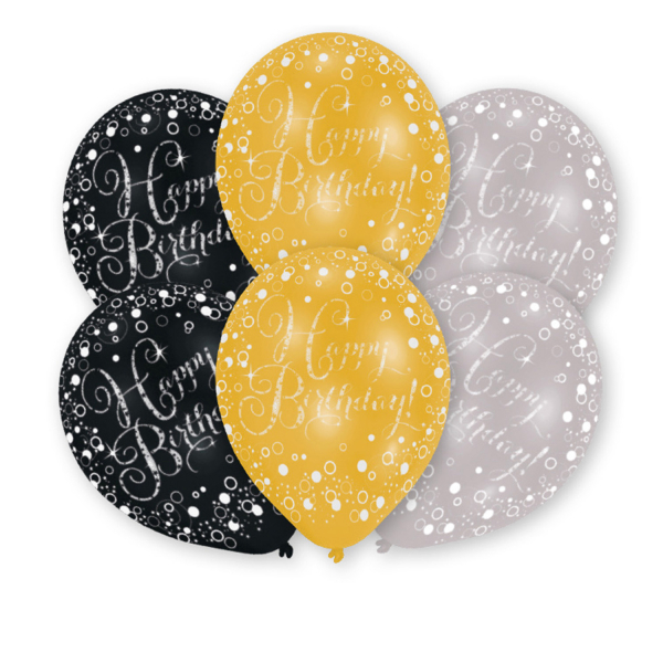 Levně Amscan Latexové balónky černé/zlaté/stříbrné 6 ks