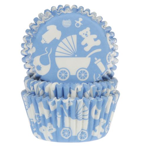 House of Marie Papírové košíčky na pečení Baby Shower - modré 50 ks