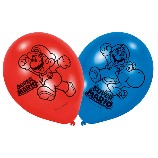Levně Amscan Latexové balóny - Super Mario červené/modré 6 ks