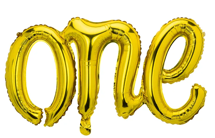 Levně PartyDeco Fóliový balón - One zlatý 66 x 37 cm