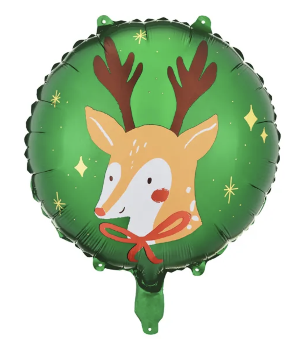 PartyDeco Fóliový balón - Vánoční sob kruh 45 cm