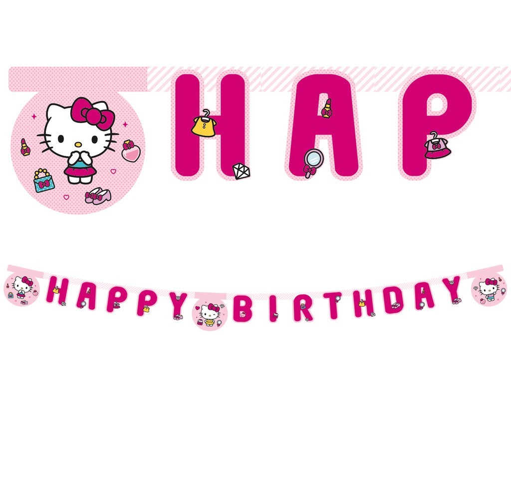 Levně Procos Papírový banner Happy Birthday - Hello Kitty