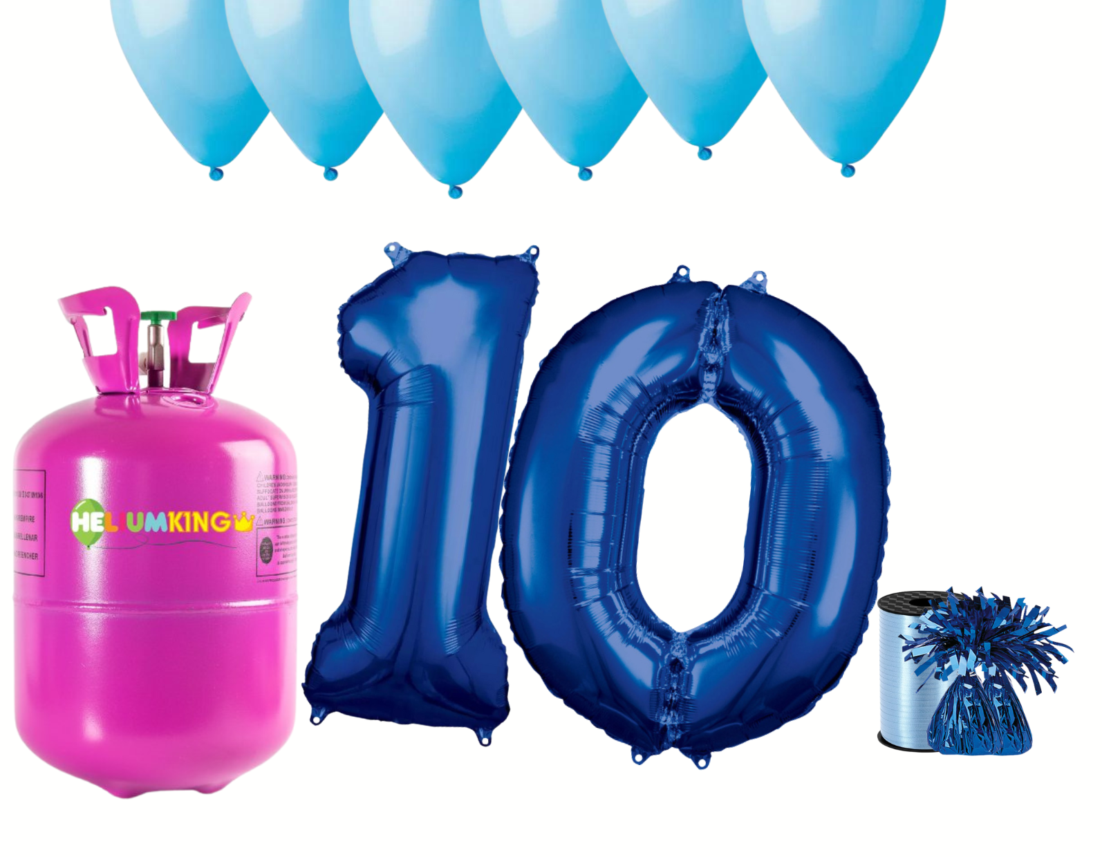 HeliumKing Helium párty set na 10. narozeniny s modrými balónky