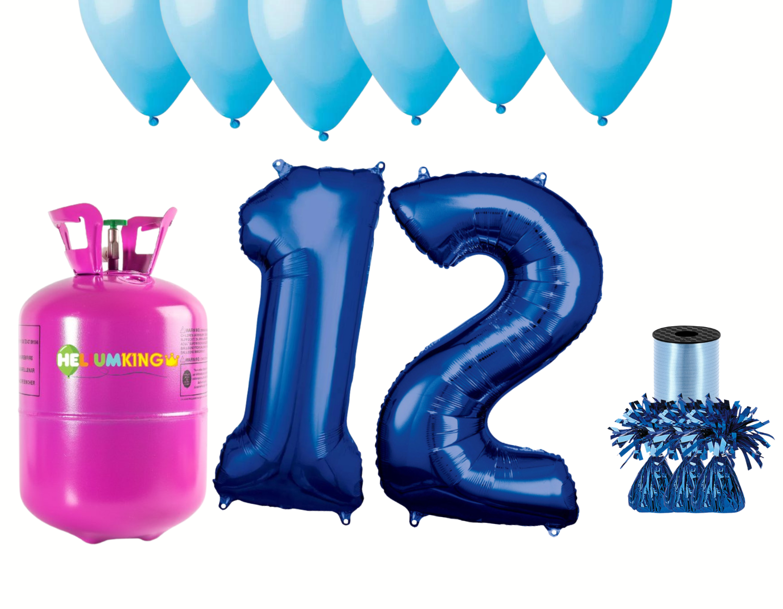 Levně HeliumKing Helium párty set na 12. narozeniny s modrými balónky