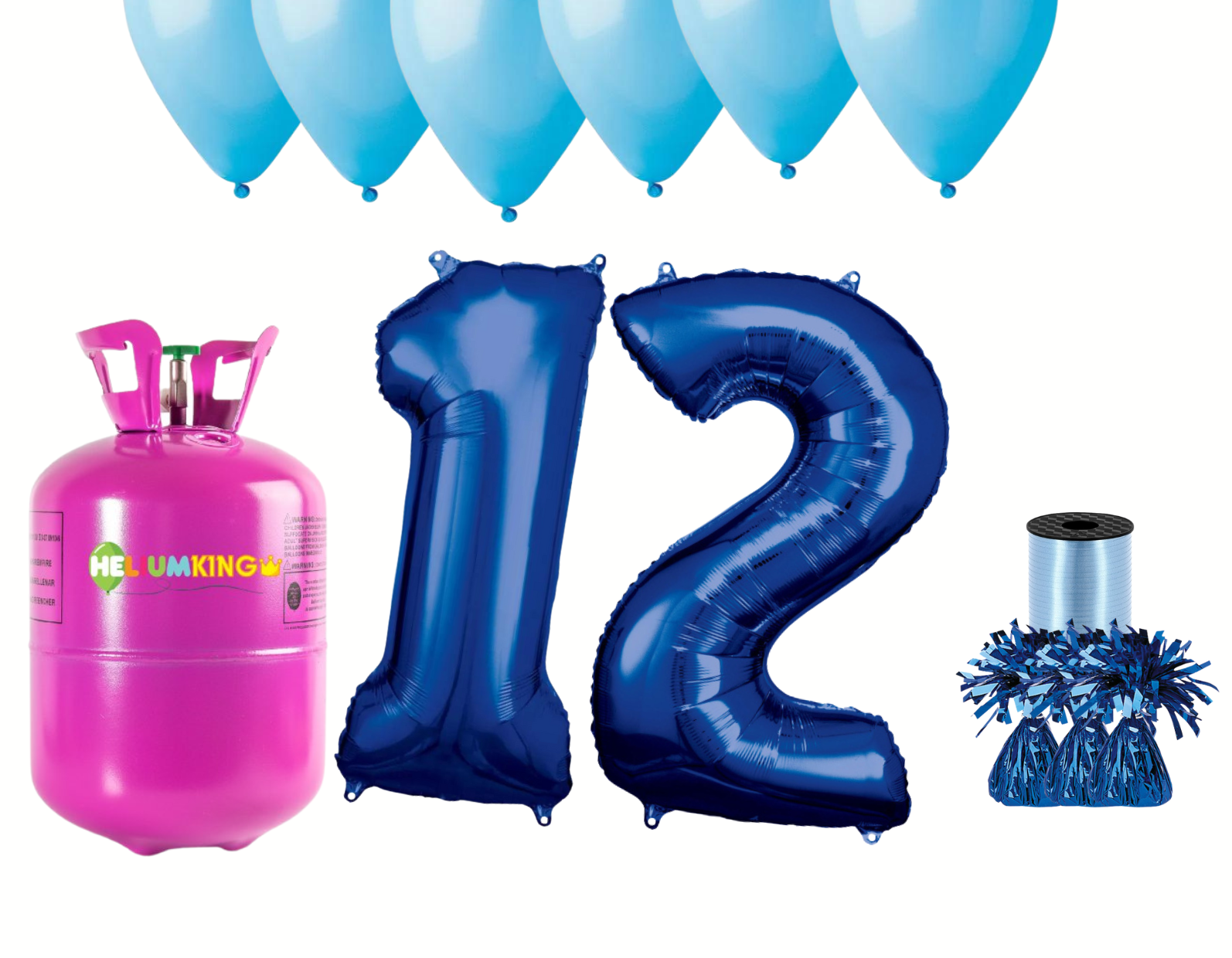 HeliumKing Helium párty set na 12. narozeniny s modrými balónky
