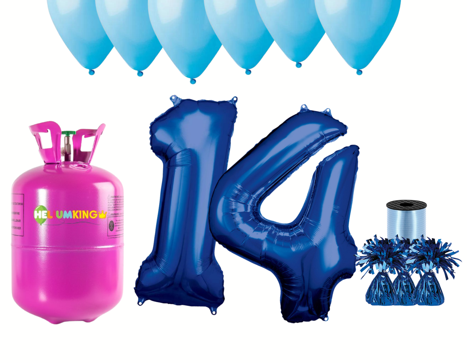 HeliumKing Helium párty set na 14. narozeniny s modrými balónky